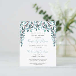 Lámina Invitación a ducha de novia botánica azul presupue