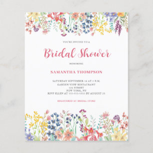 Lámina Invitación a ducha de novia botánica floral