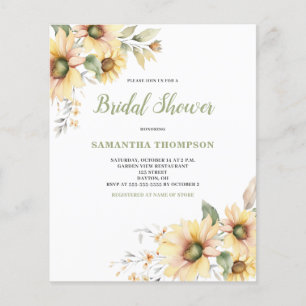 Lámina Invitación a ducha de novia botánica floral