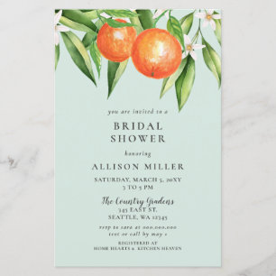 Lámina Invitación a ducha de novia Citrus Naranja de pres