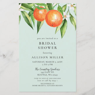 Lámina Invitación a ducha de novia Citrus Naranja de pres