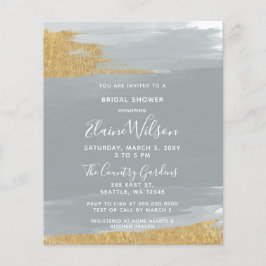 Lámina Invitación a ducha de novia con dorado azul y turb