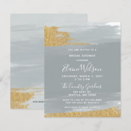 Lámina Invitación a ducha de novia con dorado azul y turb