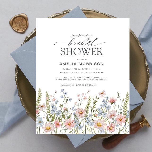 Lámina Invitación a ducha de novia con flor silvestre de  (Subido por el creador)