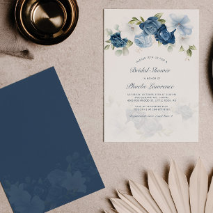Lámina Invitación a ducha de novia con flores azules de p