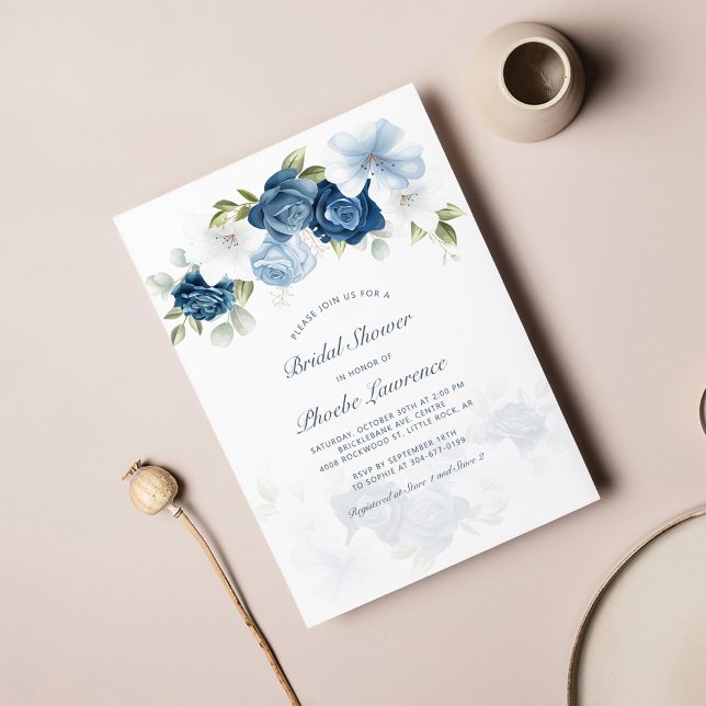 Lámina Invitación a ducha de novia con flores azules de p (Subido por el creador)