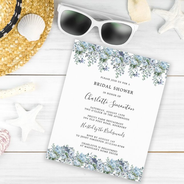 Lámina Invitación a ducha de novia con flores azules de p (Subido por el creador)
