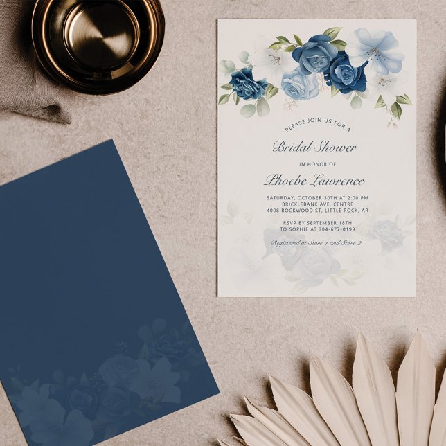 Lámina Invitación a ducha de novia con flores azules de p (Subido por el creador)