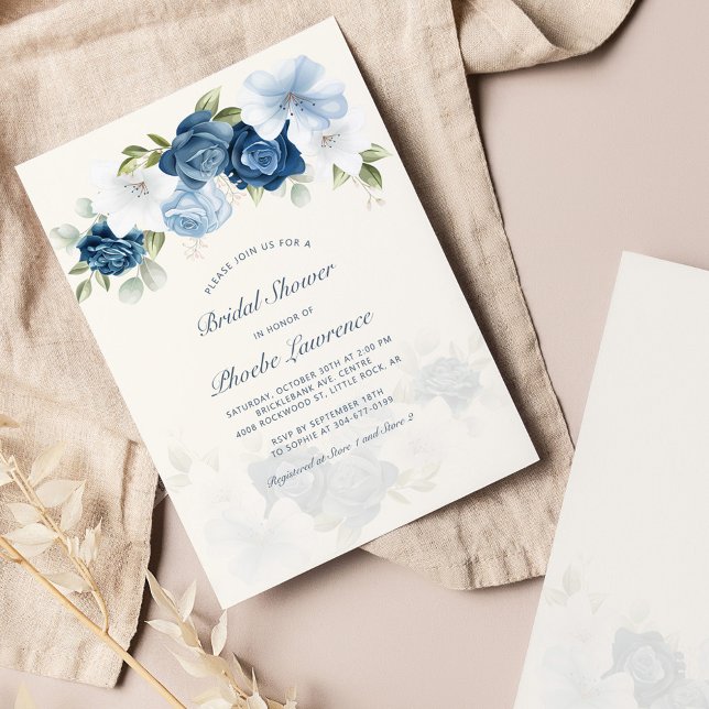 Lámina Invitación a ducha de novia con flores azules de p (Subido por el creador)