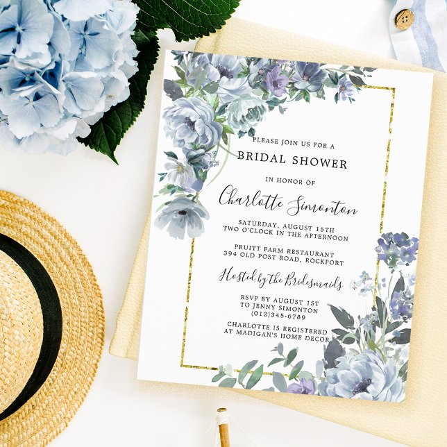Lámina Invitación a ducha de novia con flores azules de p (Subido por el creador)