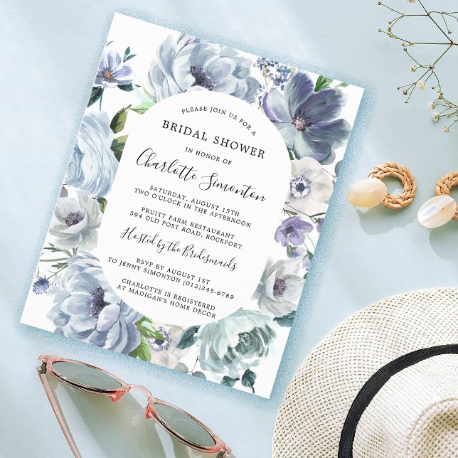 Lámina Invitación a ducha de novia con flores azules de p (Subido por el creador)