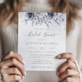 Lámina Invitación a ducha de novia con flores azules de p