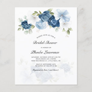 Lámina Invitación a ducha de novia con flores azules de p