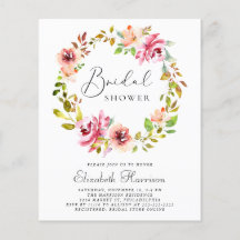 Invitación a ducha de novia con flores de presupue
