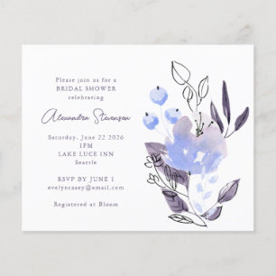 Lámina Invitación a ducha de novia con flores moradas del