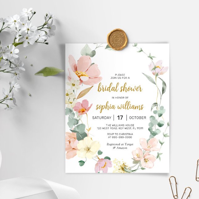 Lámina Invitación a ducha de novia con flores silvestres  (Subido por el creador)