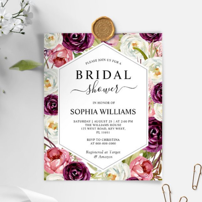 Lámina Invitación a ducha de novia con marco borgoñón de  (Subido por el creador)