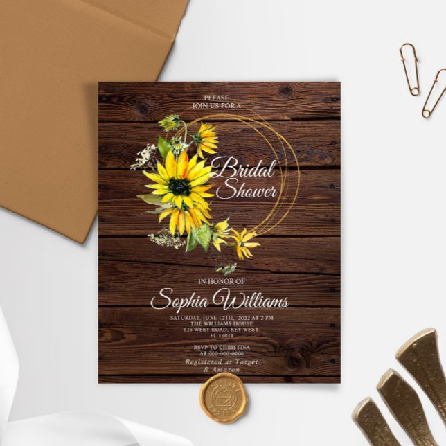 Lámina Invitación a ducha de novia con marco de girasoles (Subido por el creador)