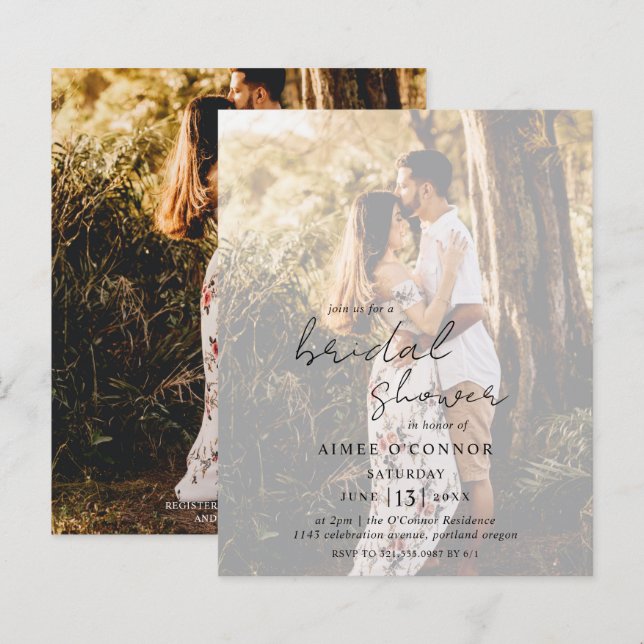 Lámina Invitación a ducha de novia con presupuesto de fot (Anverso / Reverso)