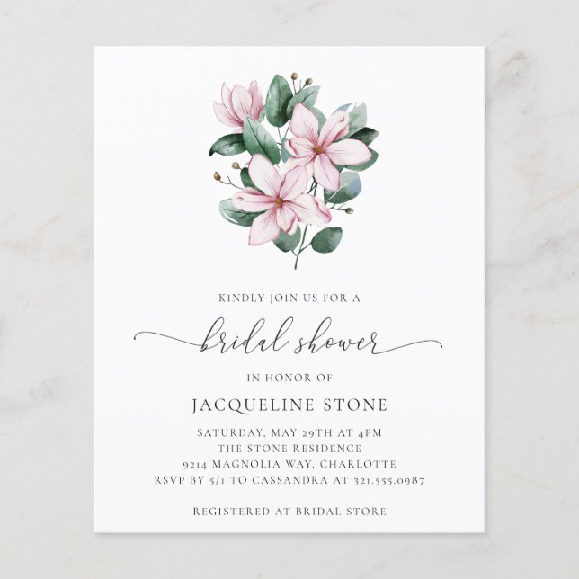 Lámina Invitación a ducha de novia con presupuesto de mag (Anverso)
