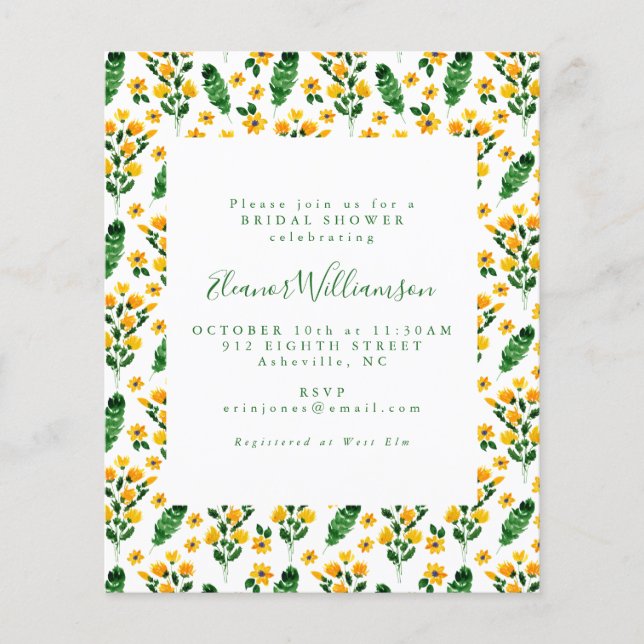 Lámina Invitación a ducha de novia con presupuesto - Flor (Anverso)