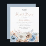 Lámina Invitación a ducha de novia con presupuesto floral<br><div class="desc">Invitación a ducha de novia con presupuesto floral azul Boho</div>