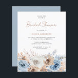 Lámina Invitación a ducha de novia con presupuesto floral<br><div class="desc">Invitación a ducha de novia con presupuesto floral azul Boho</div>