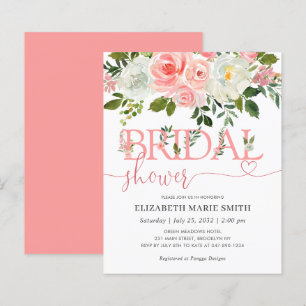 Lámina Invitación a ducha de novia con presupuesto rosa d