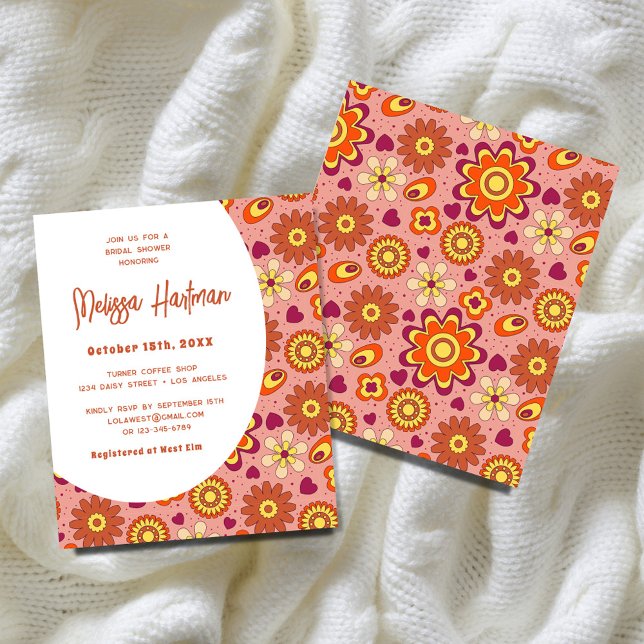 Lámina Invitación a ducha de novia con retro floral presu (Subido por el creador)