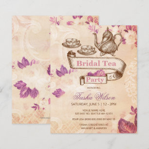 Lámina Invitación a ducha de novia con té de novia con co