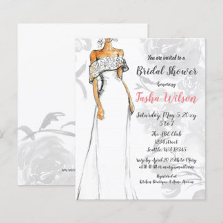 Lámina Invitación a ducha de novia con vestimenta de Boda