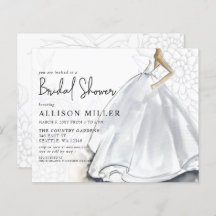 Invitación a ducha de novia con vestimenta de Boda