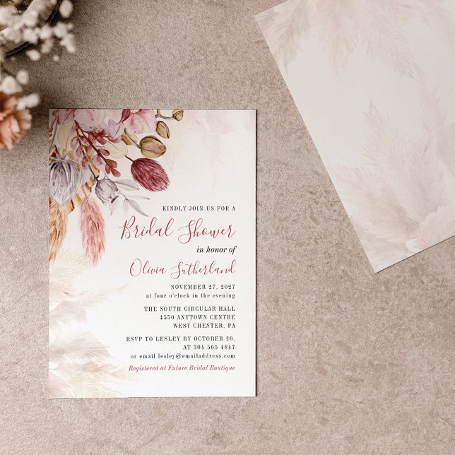 Lámina Invitación a ducha de novia de Budget Pampas Grass (Subido por el creador)