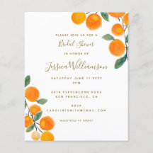 Invitación a ducha de novia de Citrus Fruit Naranj