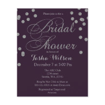 Invitación a ducha de novia de Confetti de plata d