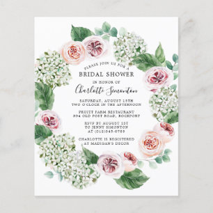 Lámina Invitación a ducha de novia de Rosa de Hidrangea P