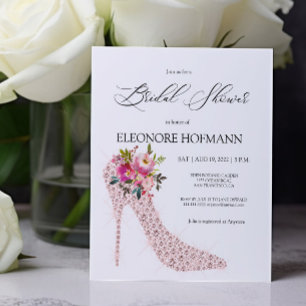 Lámina Invitación a ducha de novia de tacones altos rosad