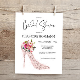 Lámina Invitación a ducha de novia de tacones altos rosad