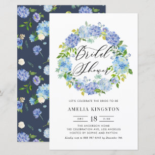 Lámina Invitación a ducha de novia de Wreath Hydrangea Az