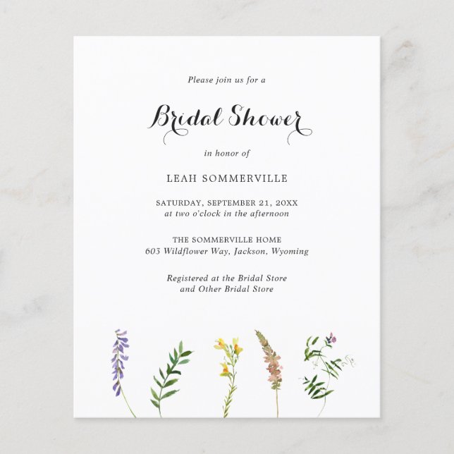 Lámina Invitación a ducha de novia del presupuesto de Boh (Anverso)