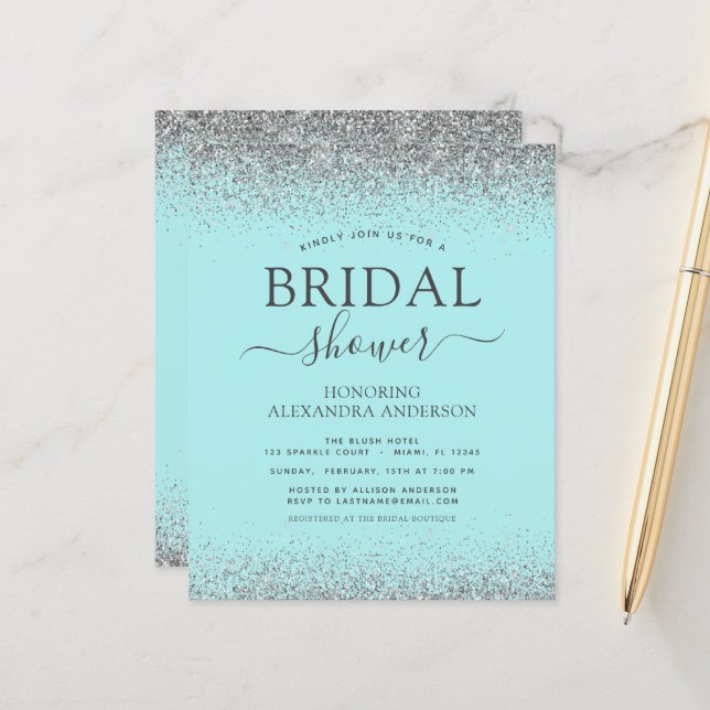 Lámina Invitación a ducha de novia del Purpurina Aqua Blu (Anverso/Reverso In Situ)