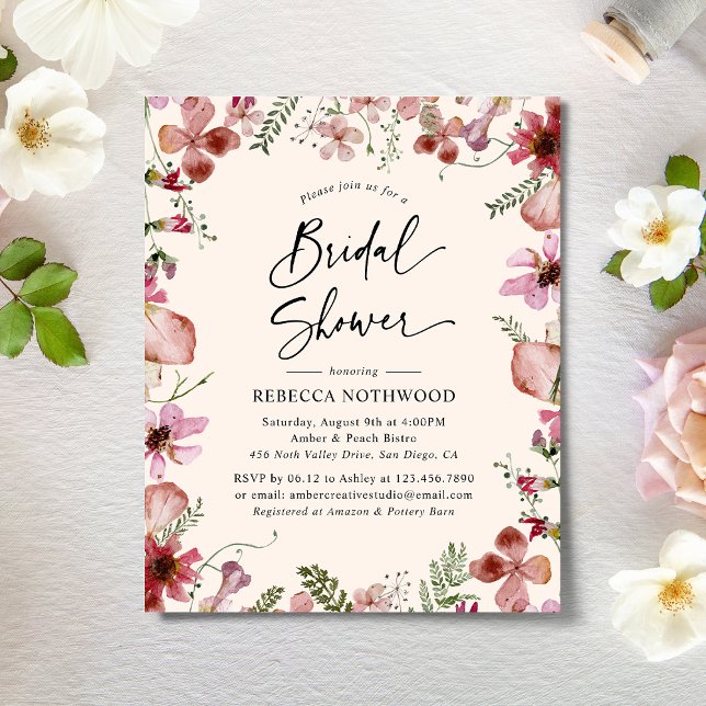 Lámina Invitación a ducha de novia Dusky Pink Flora Presu (Subido por el creador)
