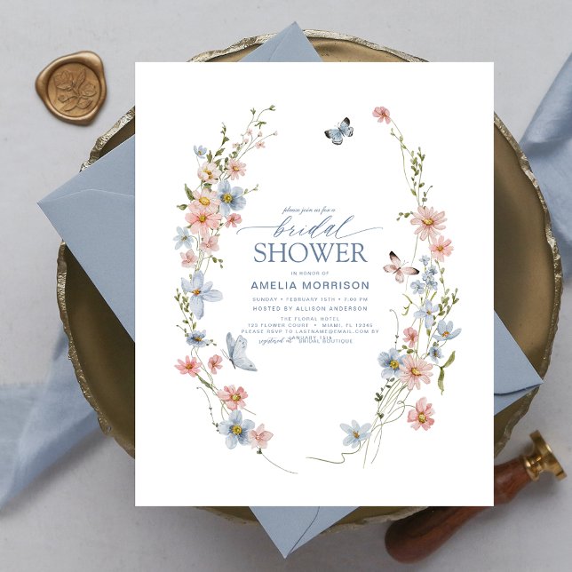 Lámina Invitación a ducha de novia elegante con flores si (Subido por el creador)