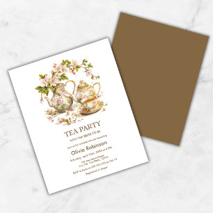 Lámina Invitación a ducha de novia Fiesta de té con flore