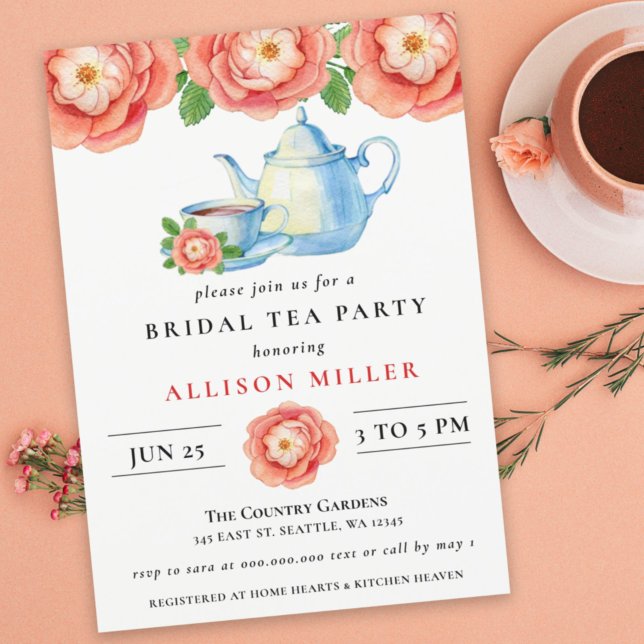 Lámina Invitación a ducha de novia Fiesta de té con flore (Subido por el creador)