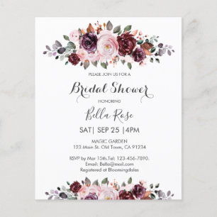 Lámina Invitación a ducha de novia floral acuática de col