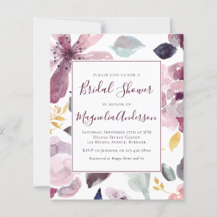 Lámina Invitación a ducha de novia floral acuática de col