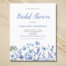 Lámina Invitación a ducha de novia floral azul de presupu