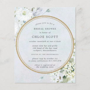 Lámina Invitación a ducha de novia floral blanca con pres