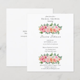 Lámina Invitación a ducha de novia floral blanca y rosa